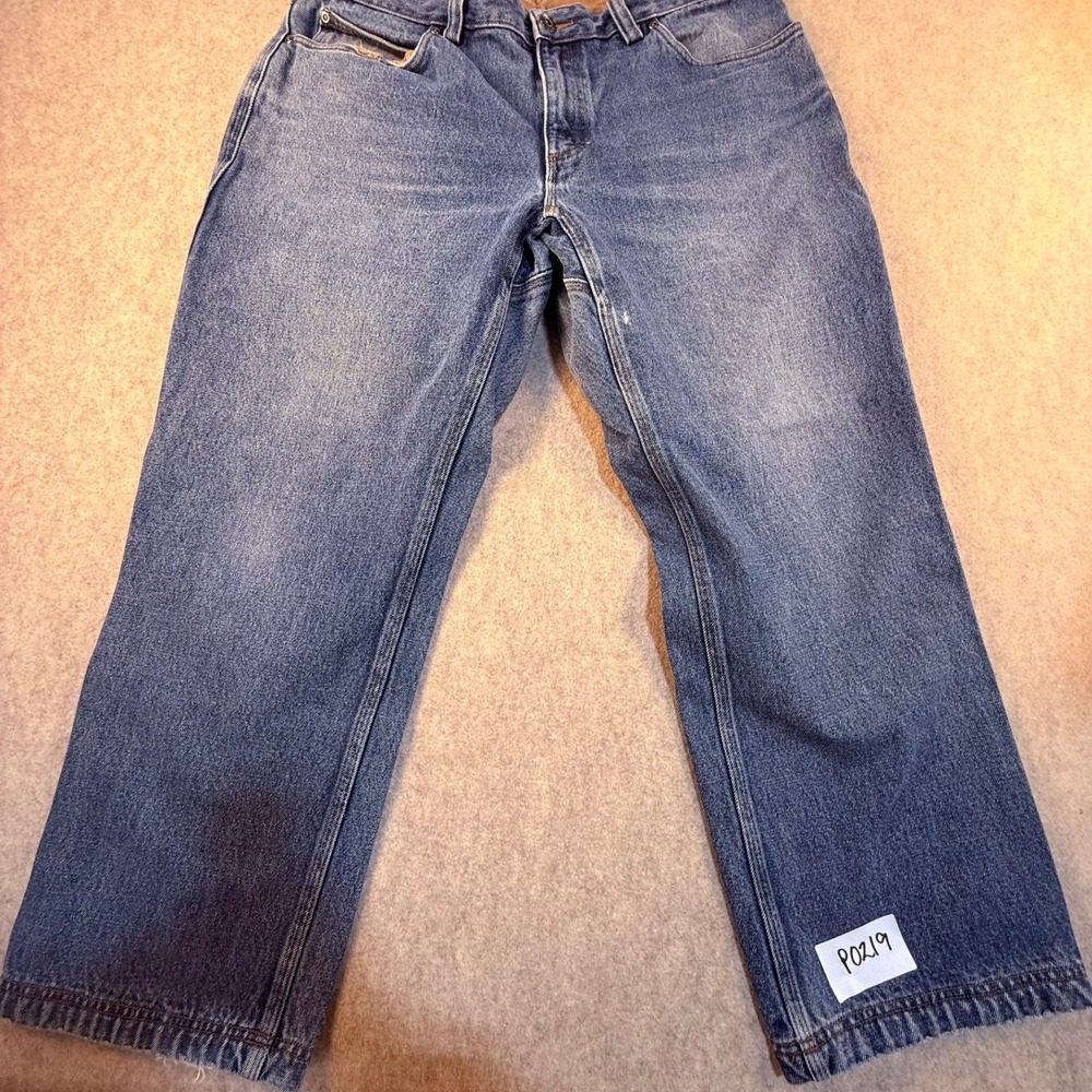 Duluth Trading Co Ballroom Blue Jeans Mens 37x28 Cotton Work Pants Crotch Gusset